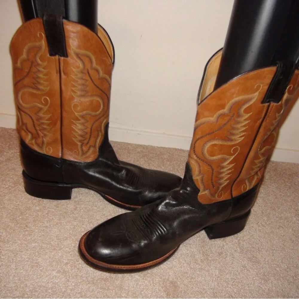 Justin 2 Tone Leather Western Cowboy Boots